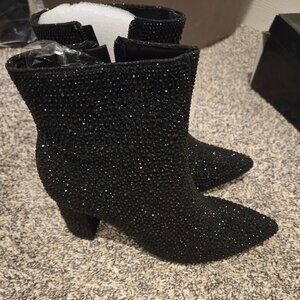 NIB Forever Iceberg Black Glitter Ankle Boots 7.5